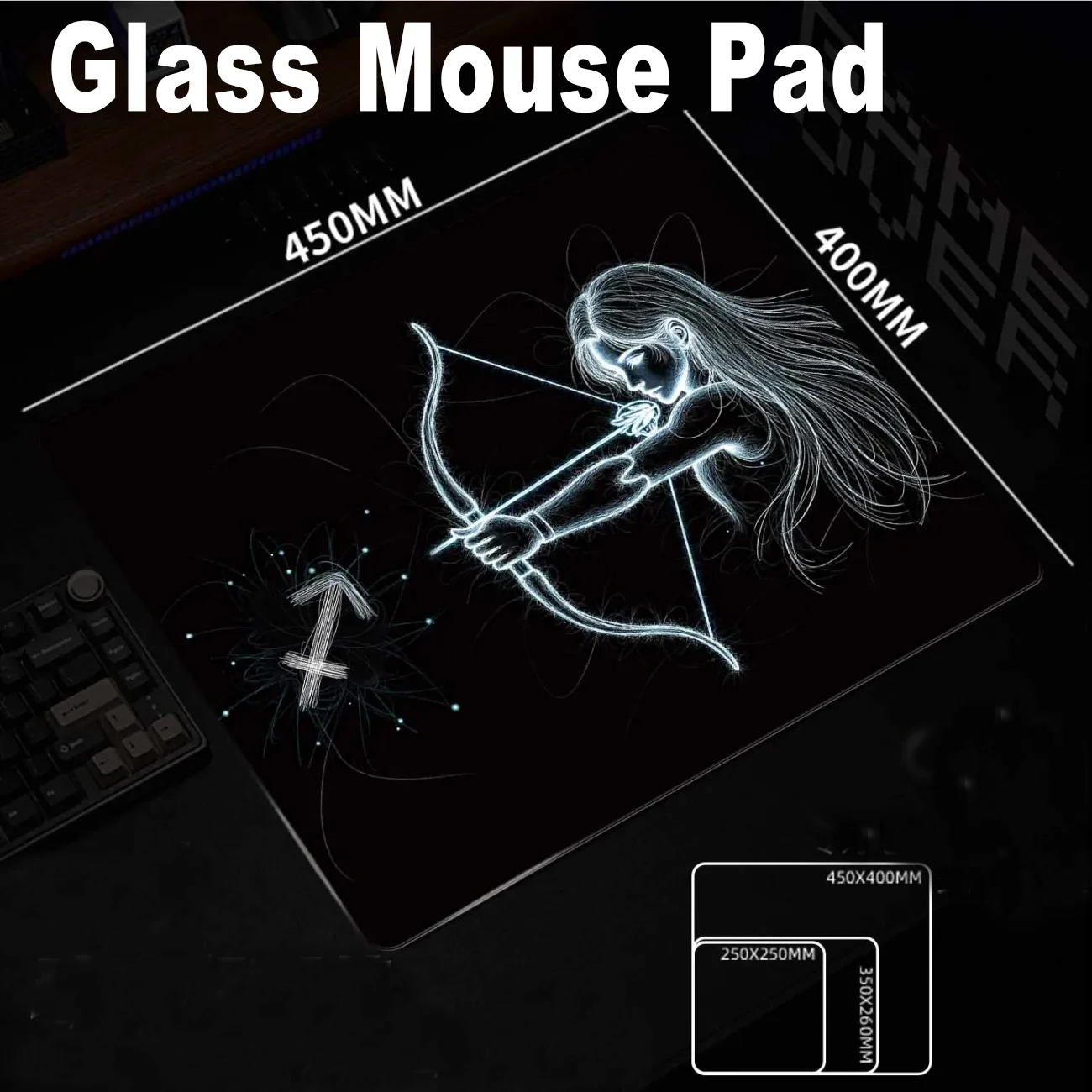 

The Twelve Zodiac Signs Glass Mouse Pad XS Smooth Frosted Surface E-sports Desk Mat Tempered Upgrade FPS Office Accessories Pad