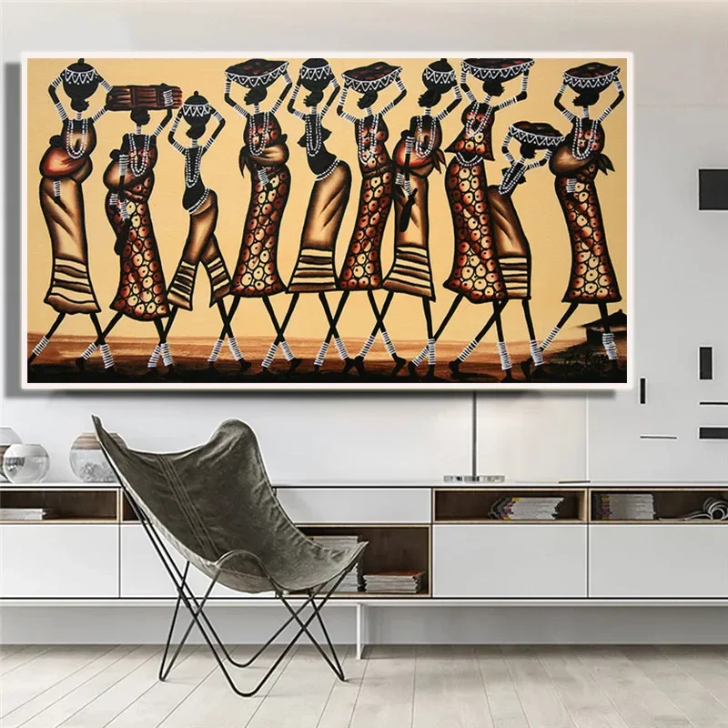 (1PC Unframe)African Women Dancing Portrait Canvas Wall Art Figure Painting Abstract Wall Decoration Poster and Print Modern Pic