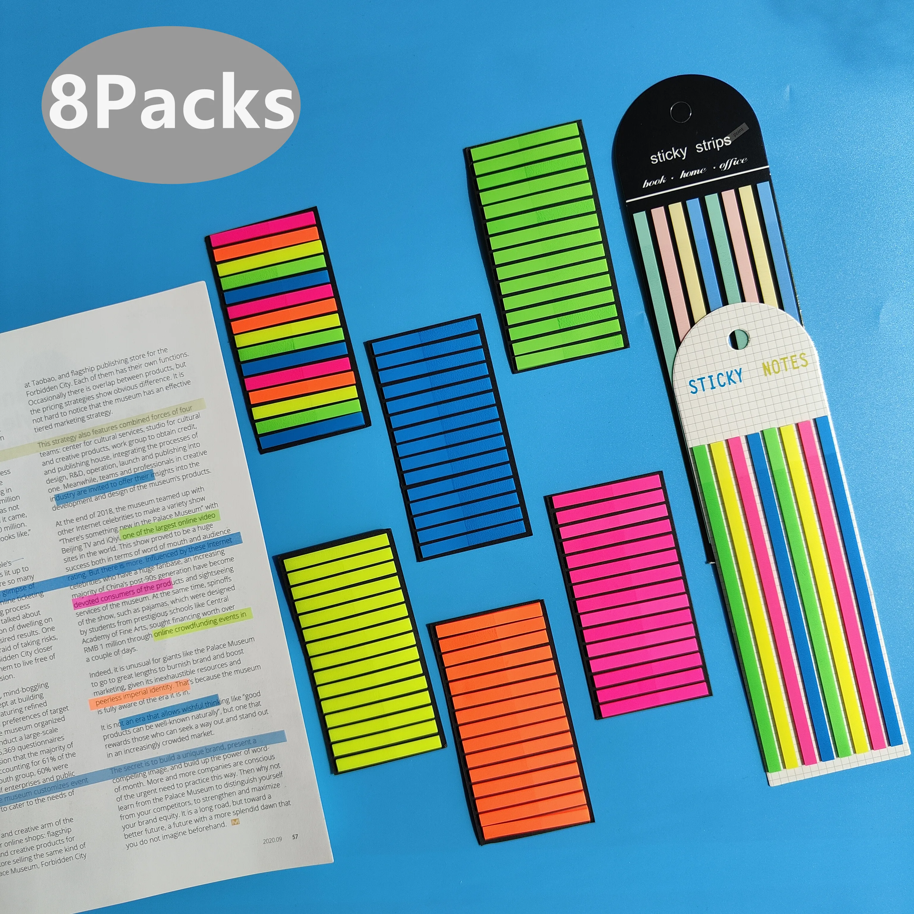 8Packs/Set Transparent Sticky Notes Self-Adhesive BookMarker Annotation Reading Book Clear Tab Kawaii Cute Stationery