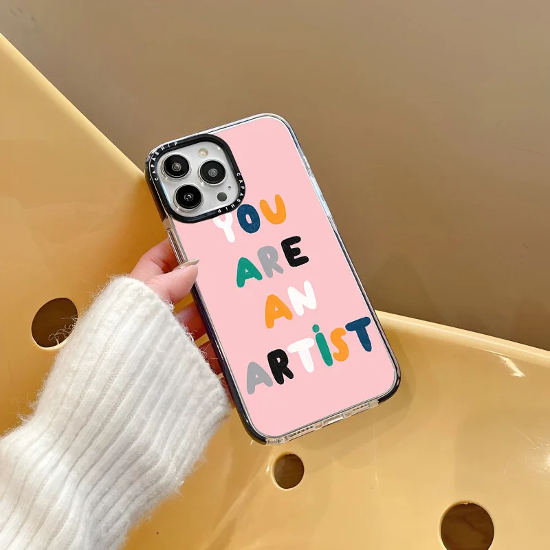 Funda con citas inspiradoras de grafiti de dibujos animados para iPhone 15 14 13 12 11 Pro X XS XR Max 7 8 Plus SE, funda trasera suave de TPU a prueba de golpes