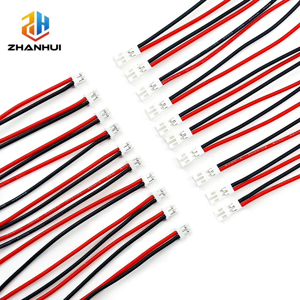 5-50 Paar JST PH2.0 2-Pin Stecker-Buchse Vorkabelgebundener Verbinder 2,0mm Abstand Mikrostecker mit 10CM 22AWG Weichem Silikondraht – Detail 4
