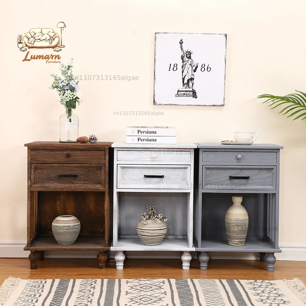 American solid wood storage cabinet retro bedside table 45 mini bedroom bedside table pastoral crevice narrow cabin