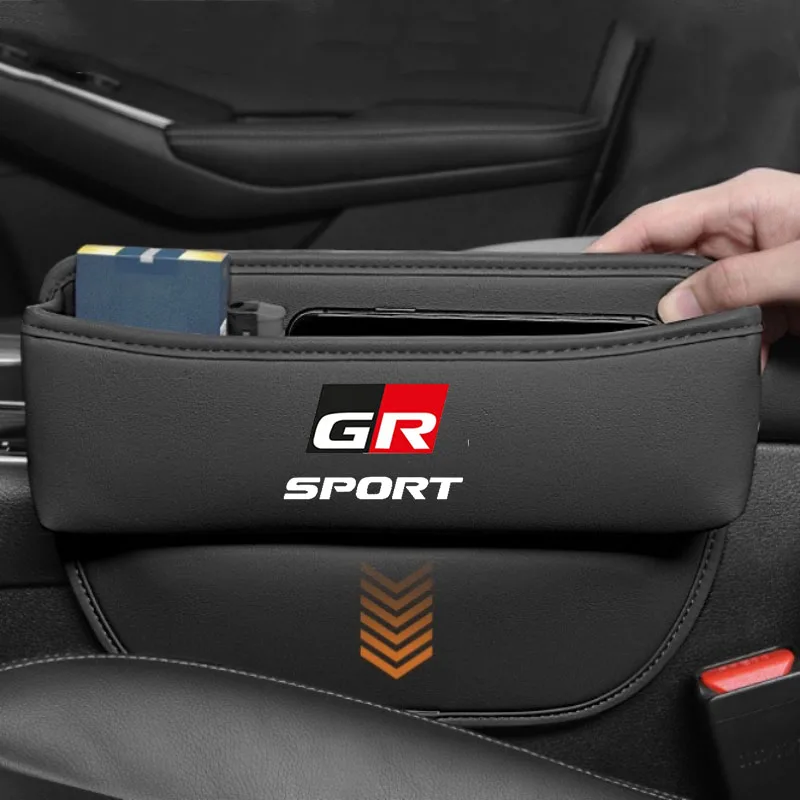 

For GR Sport Gazoo Racing Yaris 86 Corolla Hilux Supra Leather Car Seat Gap Crevice Slot Storage Box Organizer Auto Accessories