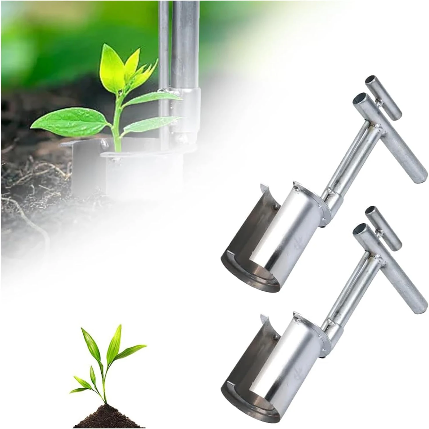 Sturdy Bulb Planter Tool for Effortless Planting, Ergonomic Plant and Fruit Tree Seedling Transplanter, Durable Handheld Stainle