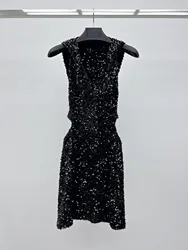 Robe longue dos nu à paillettes pour femmes, vêtements pour femmes, col en V, conception à capuche, tenue Midriff, printemps, été, nouveau, 2024, 0302