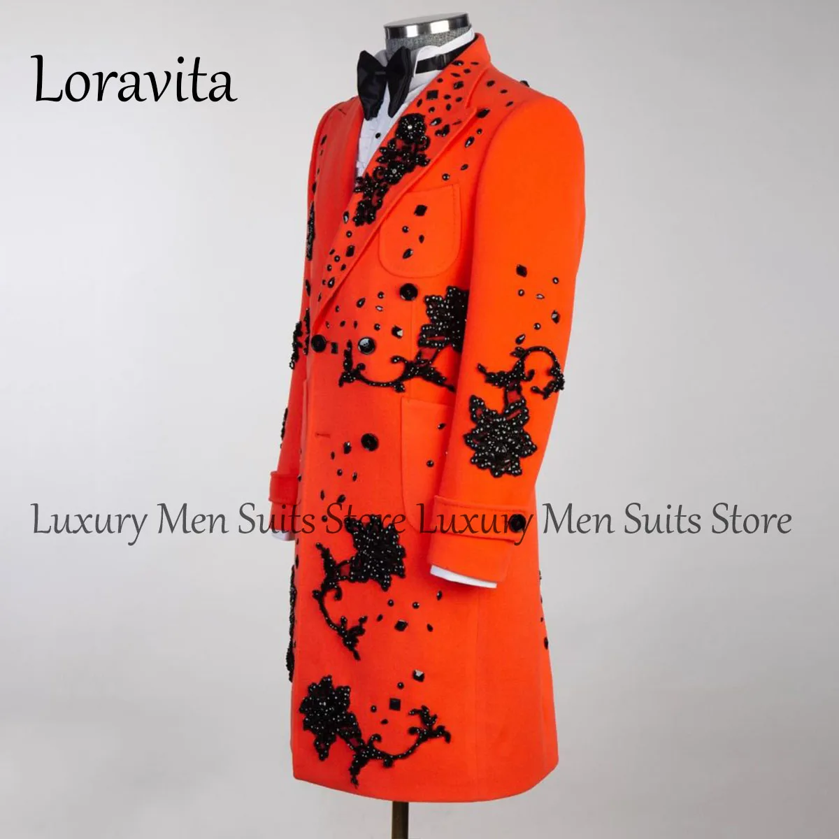 Customized Diamond Men Suits Beads Peak Lapel Groom Wedding Tuxedos Peaked Lapel Male Prom Blazer Terno Masculinos Completo