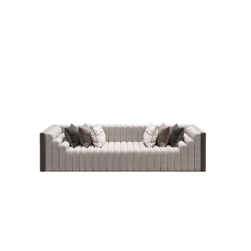 

Italian light luxury Nordic fabric first layer cowhide leather hotel lobby club leisure negotiation area reception sofa