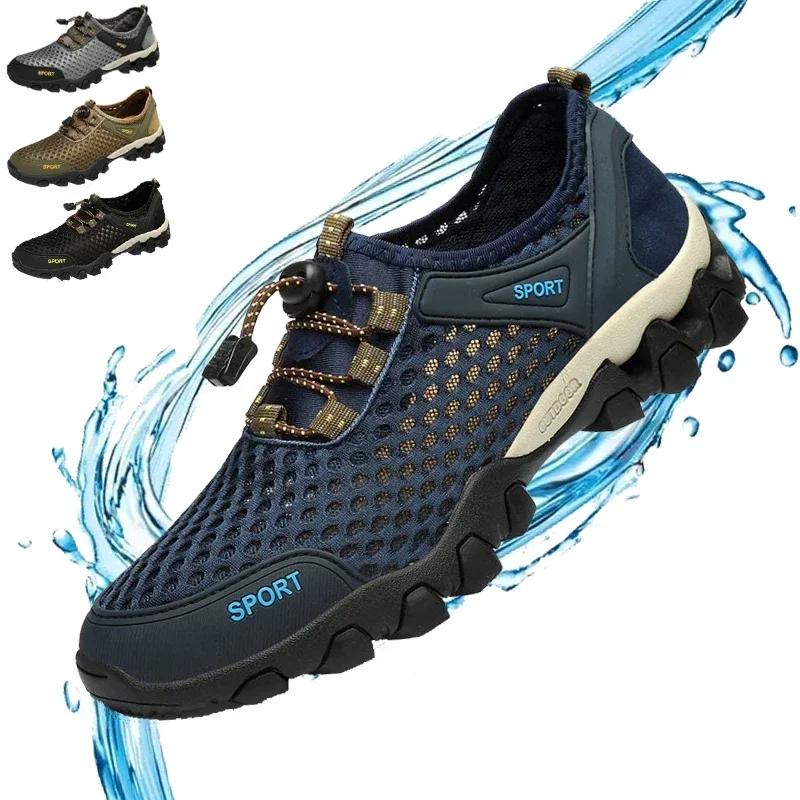 2024 Aqua Shoes Men Non-slip Fishing Quick-drying Breathable Water Shoes Diving Walking Mesh Sport Rubber Sneakers