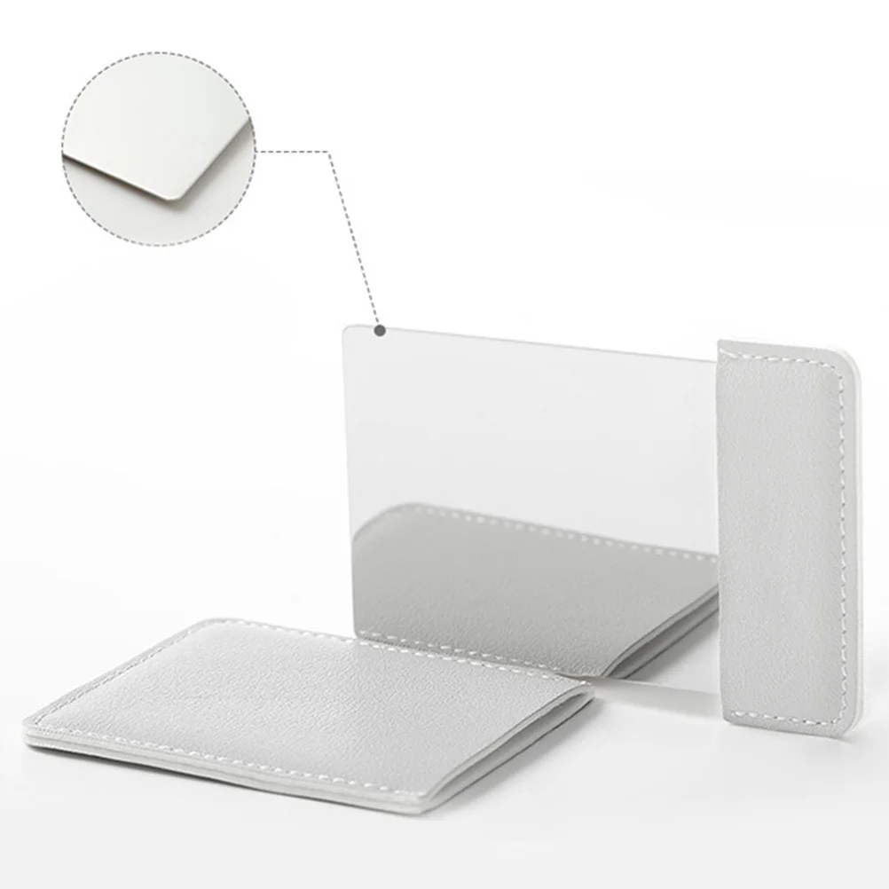 Espejo de maquillaje plegable portátil, gris, plegable, duradero, superficie transparente, viaje, escritorio, maquillaje, accesorio de afeitado, regalo