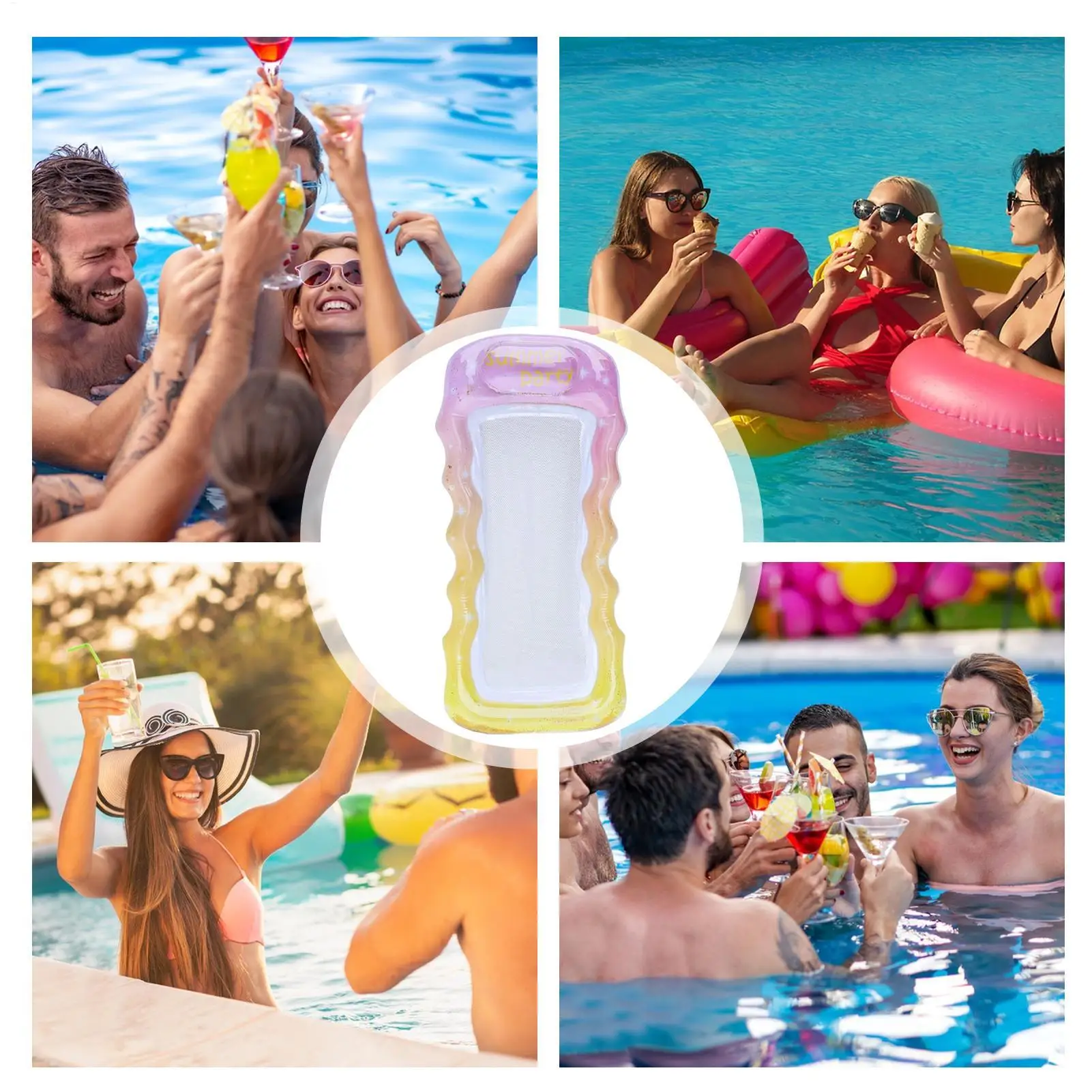 

Tanning Pool Lounger Ergonomic Inflatable Water Rafts Inflatable Pool Lounger For Beach Swimming Traveling Backyard Lake Party