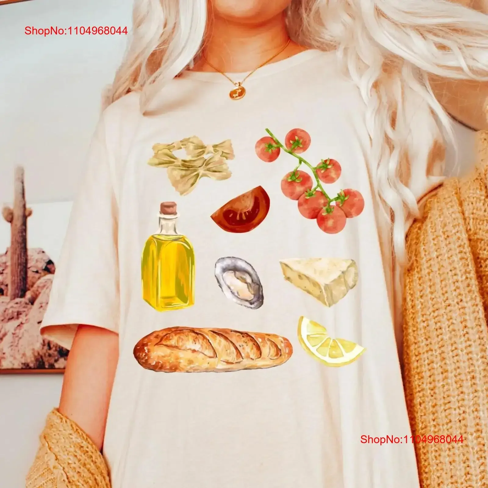 Camiseta de tomate Girl Sumer Pasta Ciaobella pez estañado siciliano Portofino Ciao Bella La Dolce Vita abuela costera Grand gráfico