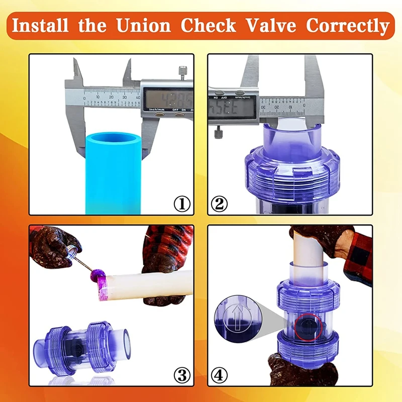 Sprinkler Check Valve 3/4 Inch True Union Check Valve Transparent Blue UPVC Check Valve Pipeline Check Valve One-Way Valve