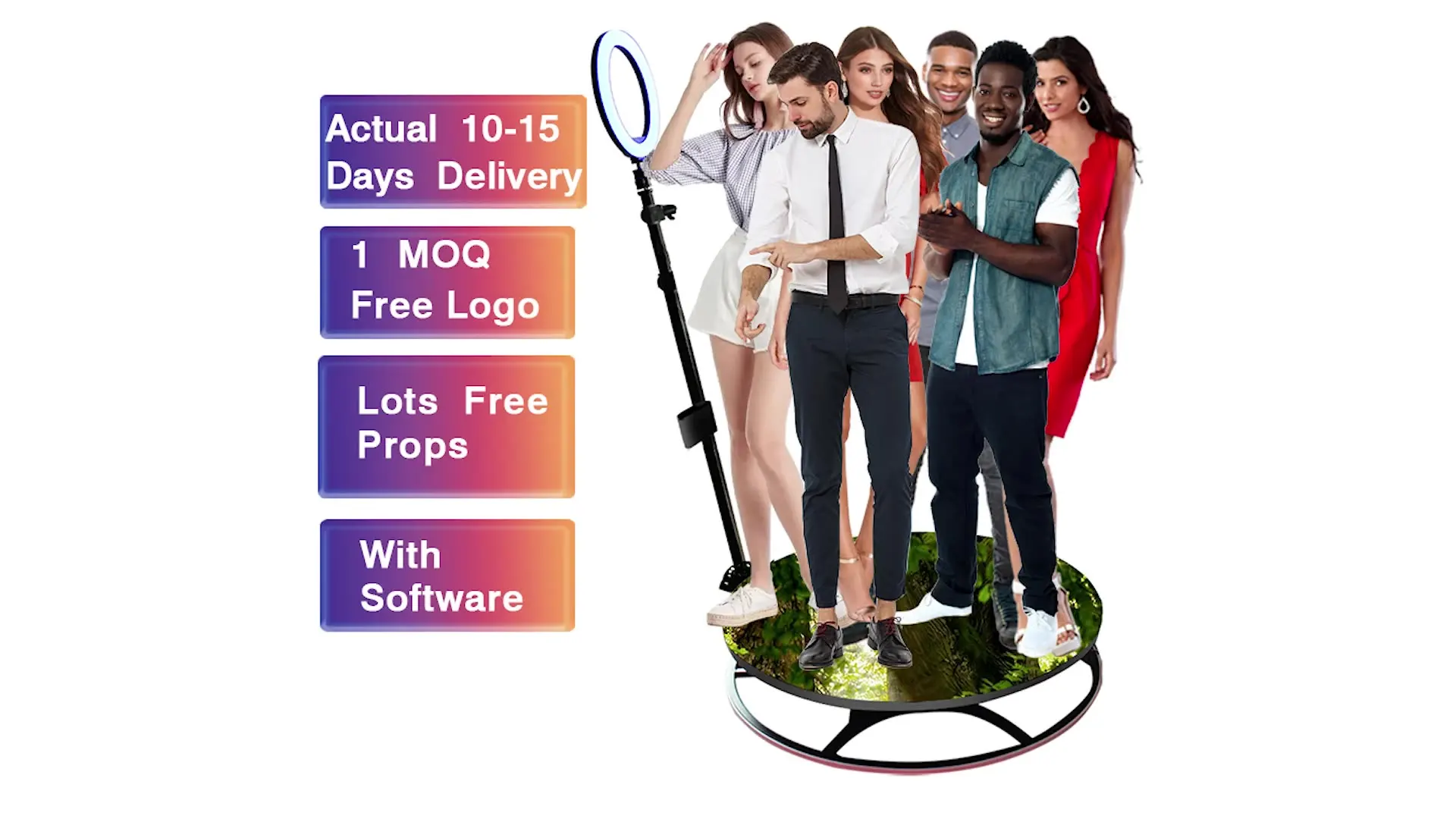 Drop shipping free custom logo free props flight case portable selfie spinning cameras photo booth 360 photo booth video booth