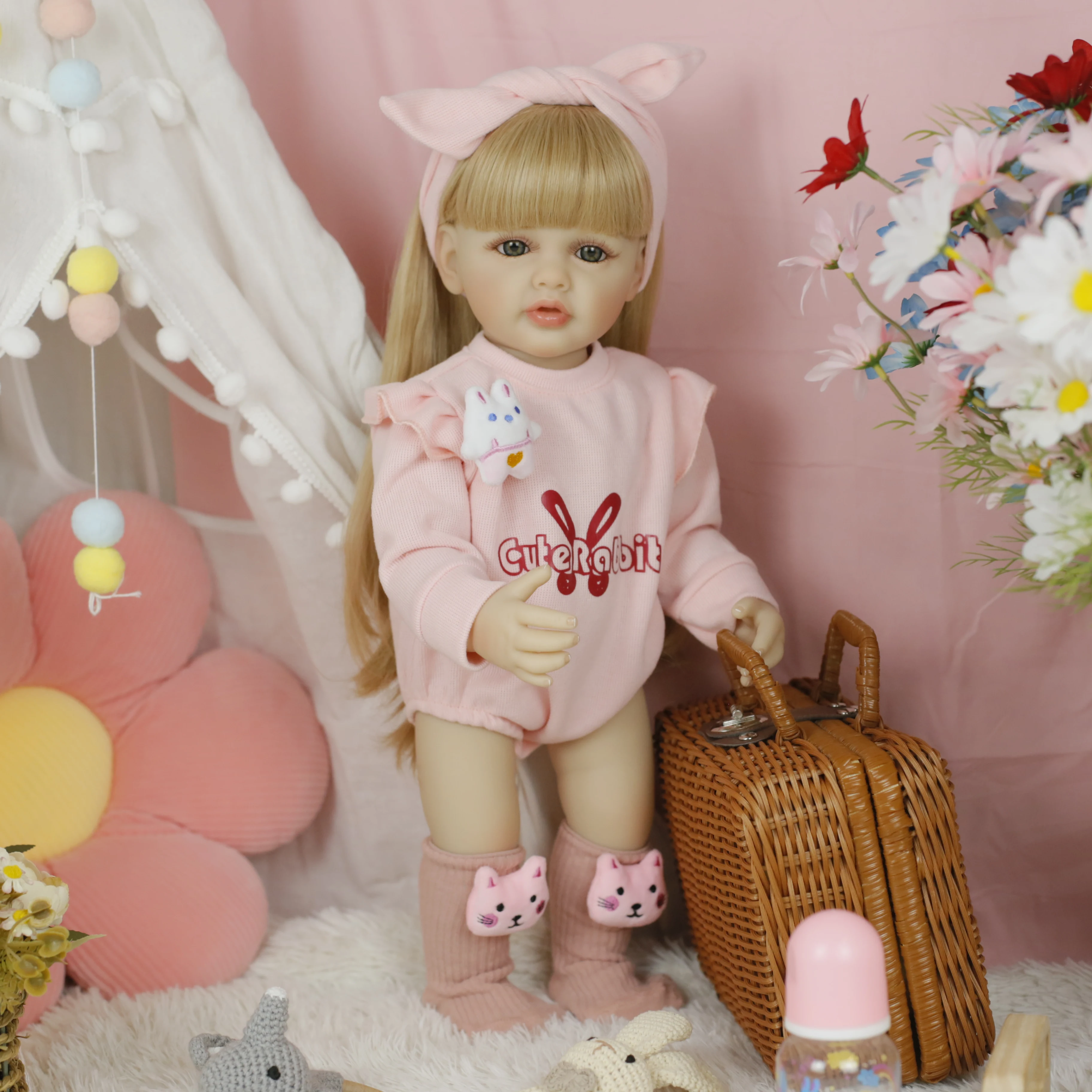 55 سنتيمتر كامل الجسم لينة سيليكون الفينيل تولد من جديد طفل فتاة دمية بيتي الأميرة نابض بالحياة الطفل دمية عيد الميلاد لعبة هدية للأطفال