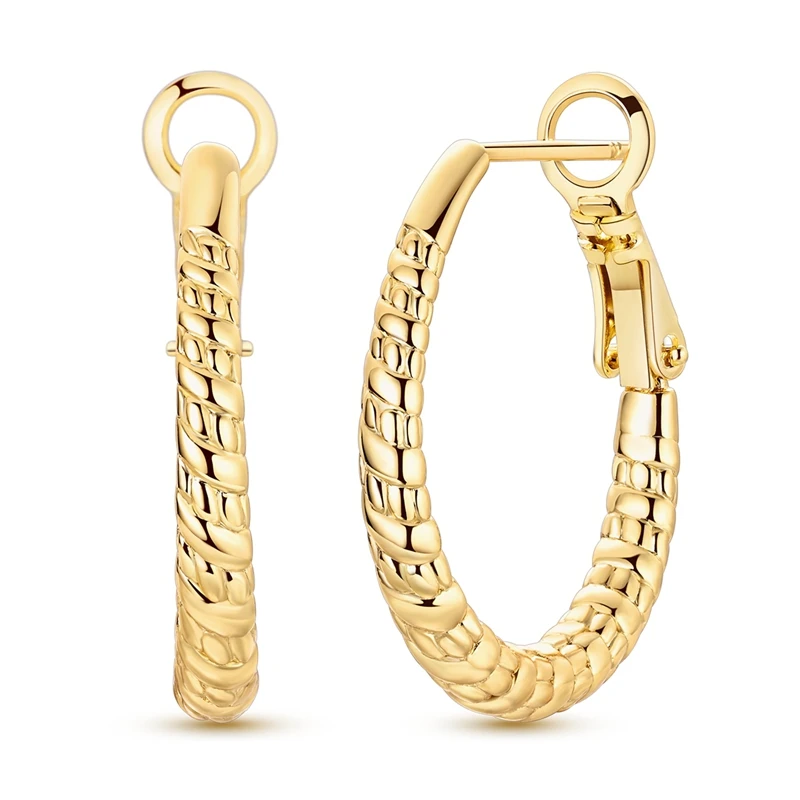 

925 Sterling Silver Earrings Women Gold Oval Twisted Hoop Earring For Anniversary Wedding Jewelry Gifts