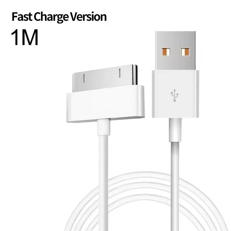 Cable de carga de 30 pines extra largo y grueso de 1M/2M/3M, cable de carga USB B de alta resistencia compatible con iPhone 4/4S/3G/3GS