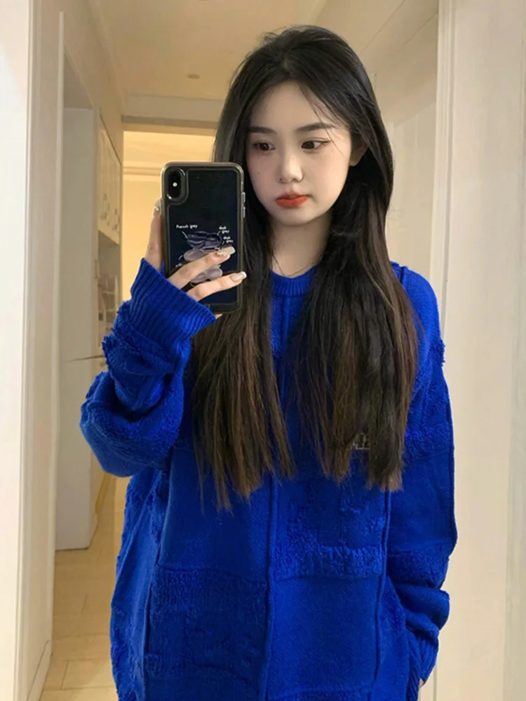 soft-cozy-round-ne-knitwear-klein-blue-loose-lazy-sle-women's-sweater-early-autumn-new-design-sensation-korean-queen-brand