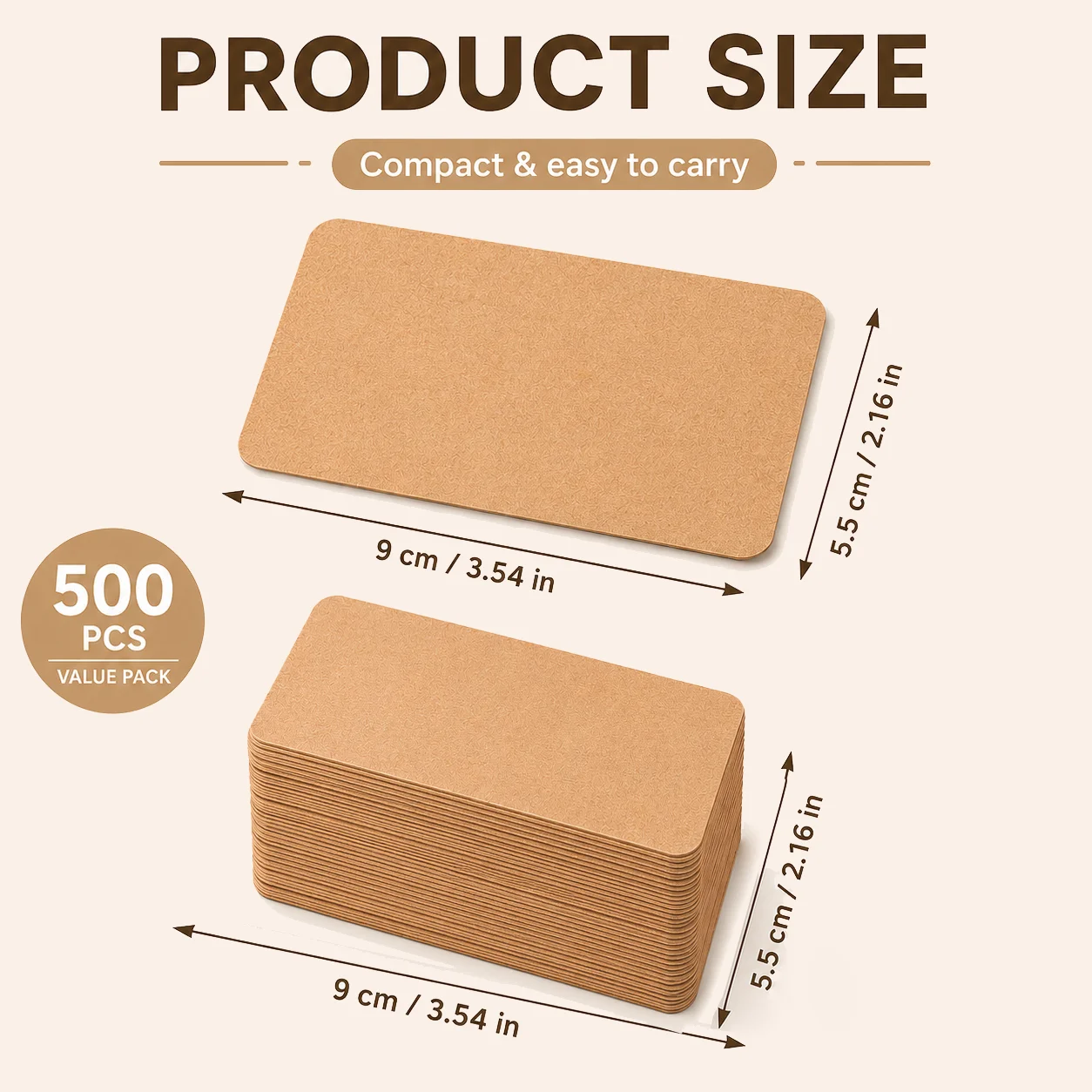 Blank Kraft Paper Message Cards, Rounded Corner Cards for Thank You Notes, Gift Tags, Flashcards and DIY Crafts.