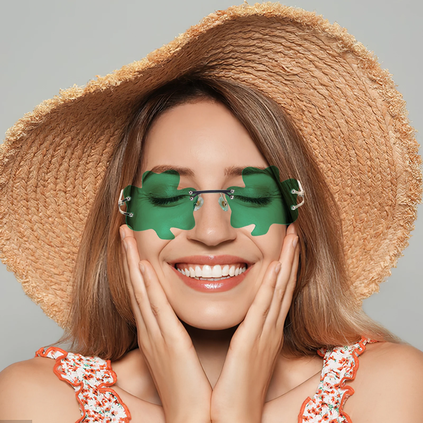 

Clover Glasses Irish Party Sunglasses Theme Four Leaf Shamrock Leaves Eyeglass PC Costume Eyeglasses