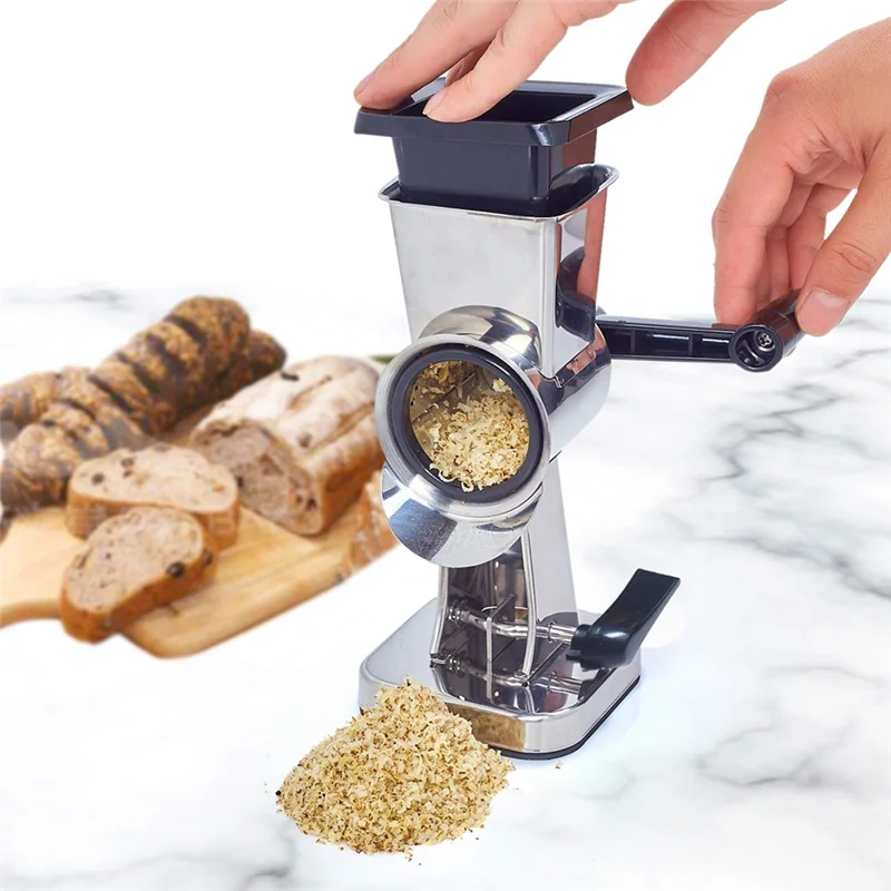 

MOPHE-Walnuts Grinder Manual Cheese Shredder Rotary Cheese Grater Stainless Steel With 3 Interchangeable Drum Blades