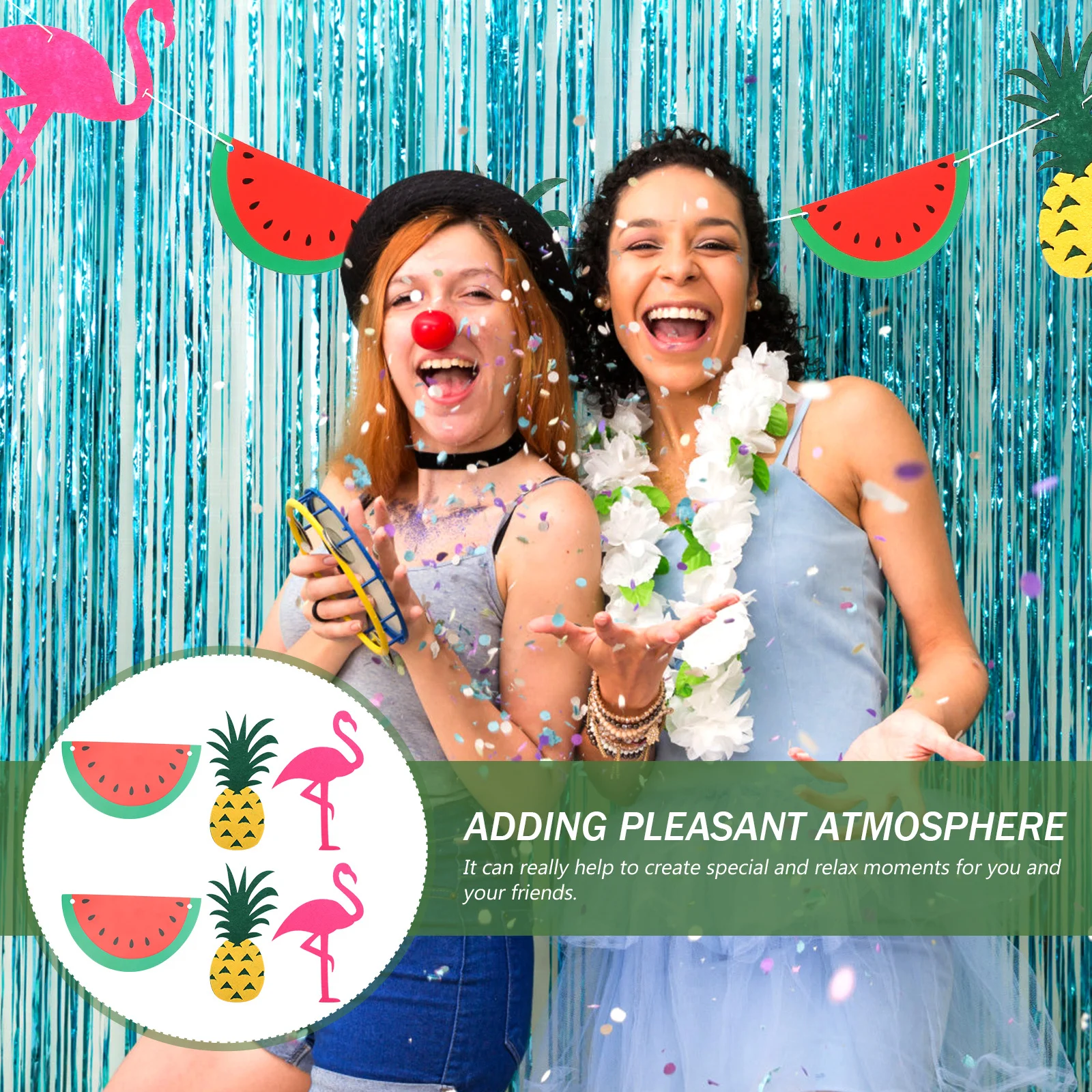 

3 Meters Hawaiian Party Decorations Flamingo Banner Felt Tropical Garland for Kids Birthday Wall Window Table Hanging