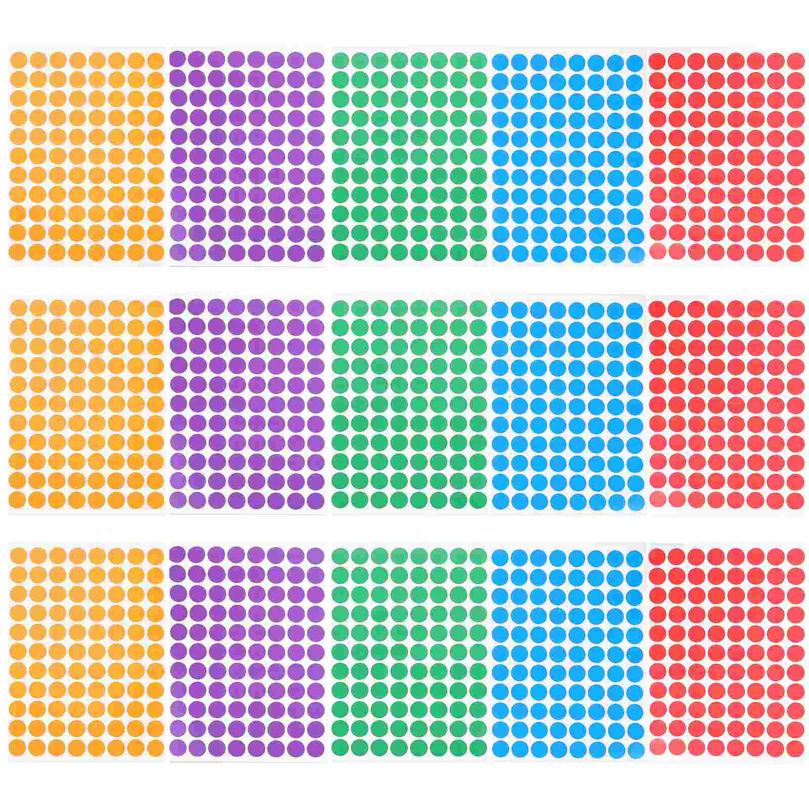 15 Sheets of Compact Gift Circle Stickers Labels Self-Adhesive Round Label Stickers