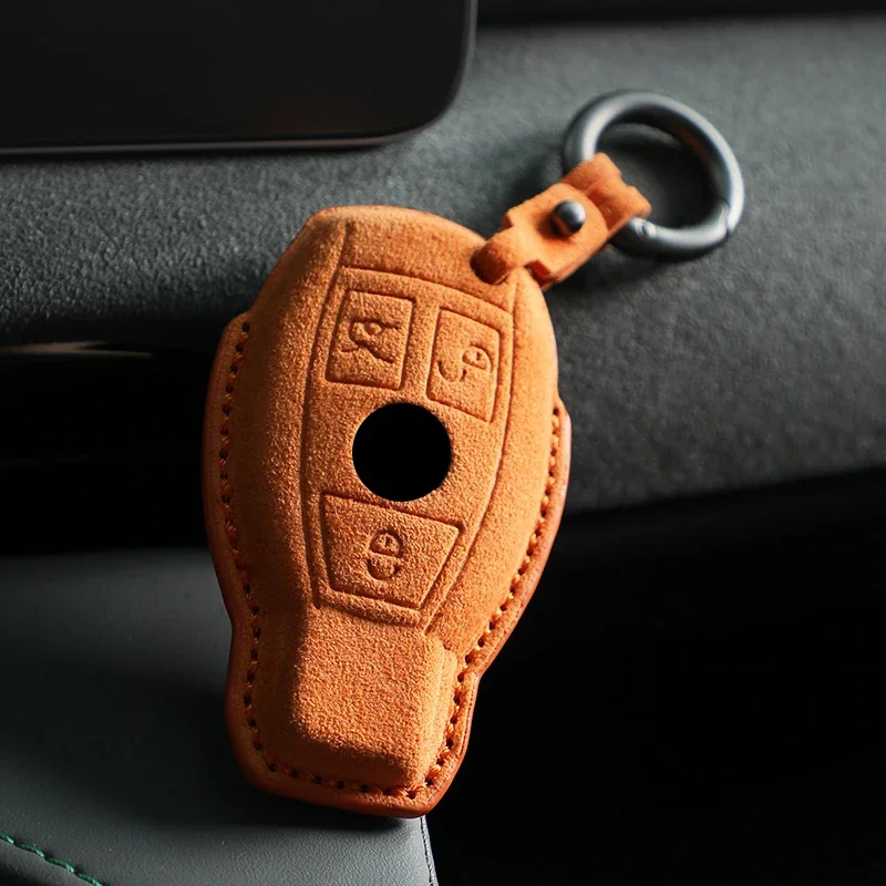 For Mercedes Benz A B C E Class GLS GLA GLK GLC CLS CLA AMG W204 W205 W212 W463 Suede Car Key Case Shell Keychain