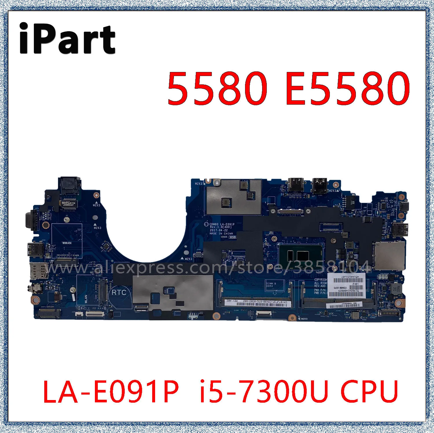 

For Dell Latitude 5580 E5580 Laptop Motherboard With I5-7th/6th Gen CPU CDM80 LA-E091P Mainboard