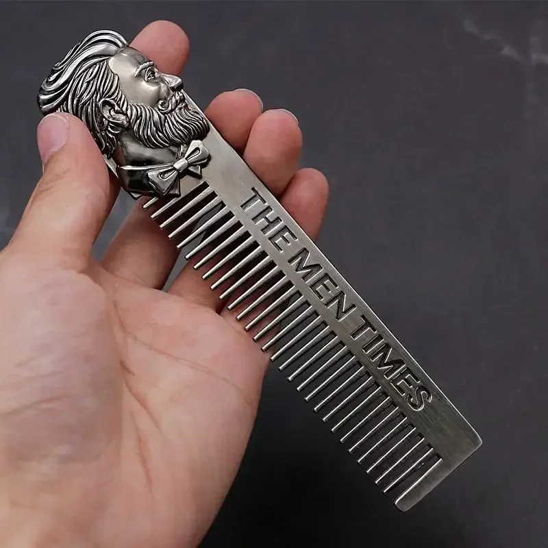 1PC Barber Styling Metal Comb Stainless Steel Gentelman Men Beard Comb Mustache Care Shaping Tools Pocket Size Silver Hair Comb