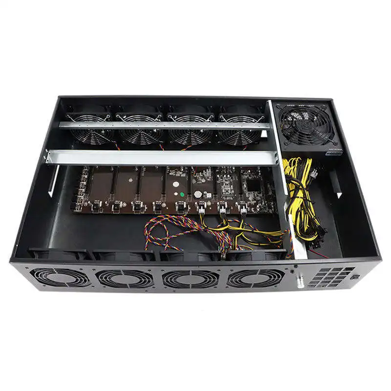 best price with 8 fans 8gpu graphics card chassis with 65mm spacing with cpu memory and hard drive server case