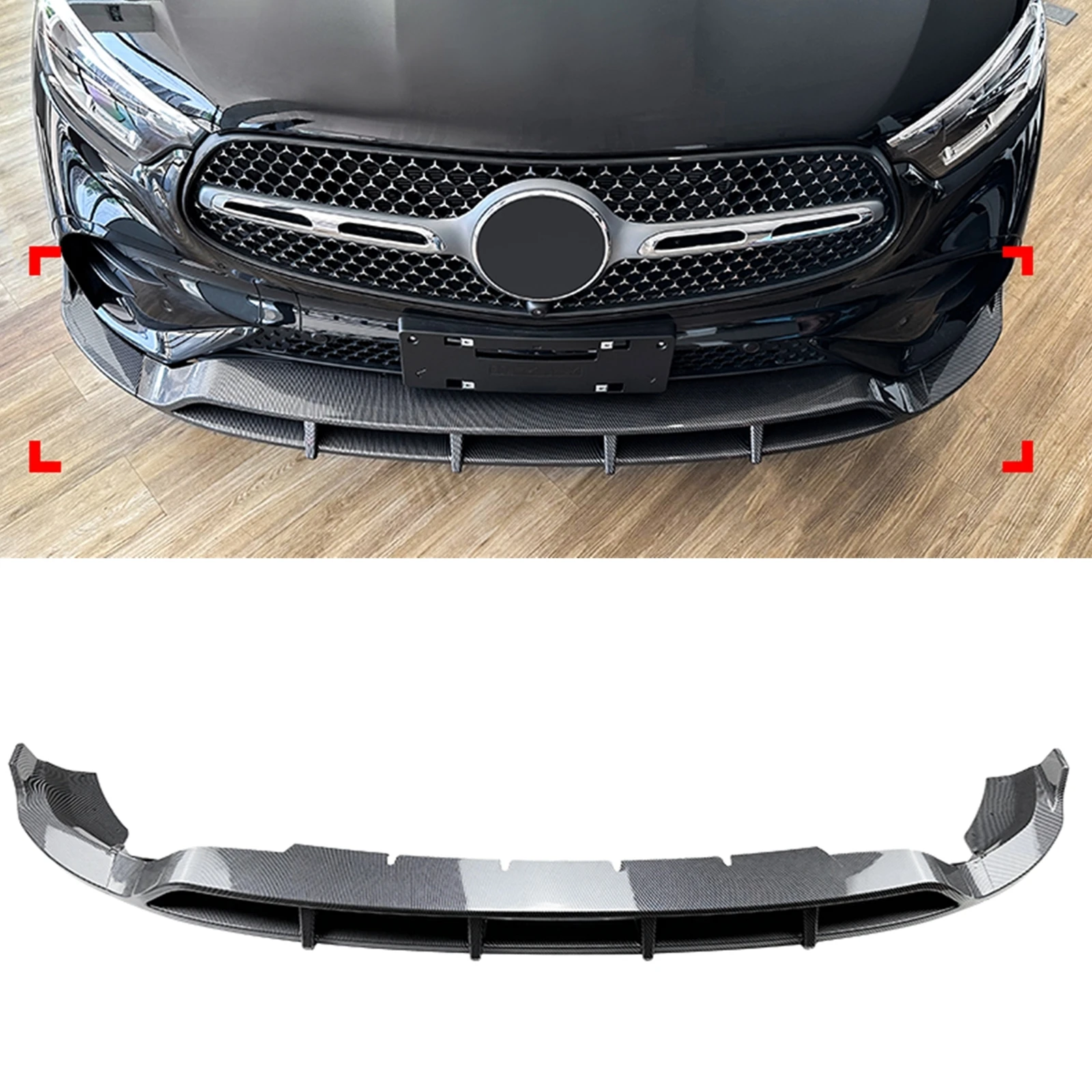 

Front Bumper Spoiler Lip Gloss Black/Carbon Fiber Look Lower Splitter For Mercedes Benz GLC Class X254 GLC260 GLC300 AMG 2023-UP