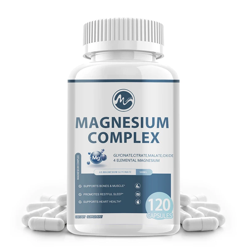 Magnesium Complex Capsules with 4 Magnesiums: Citrate, Glycinate, Gluconate and Magnesium Oxide Dietary Supplement