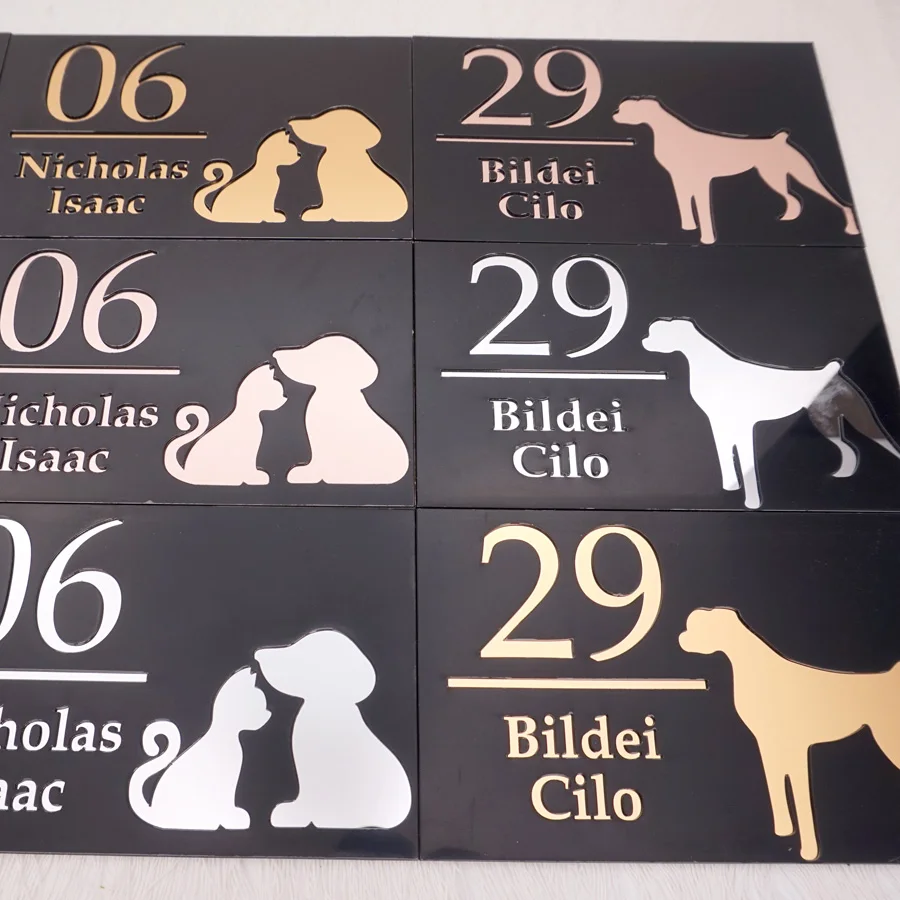 Personalized 4 Styles Modern Garden Acrylic Pet Plaques Outdoor Family Name Address Cat/Dog Door Sign Door Sticker