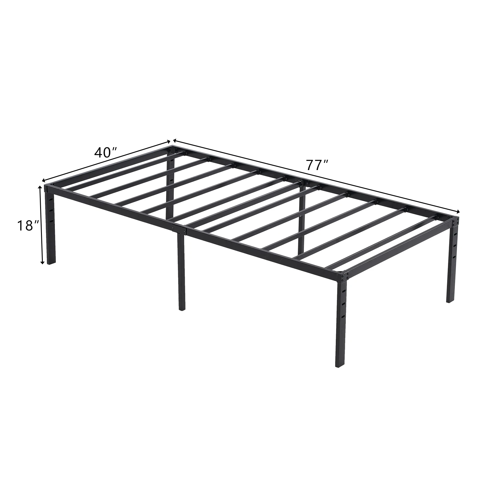 190.5*96.5*45.7cm Bed Height 18'' Simple Basic Iron Bed Frame Iron Bed Black