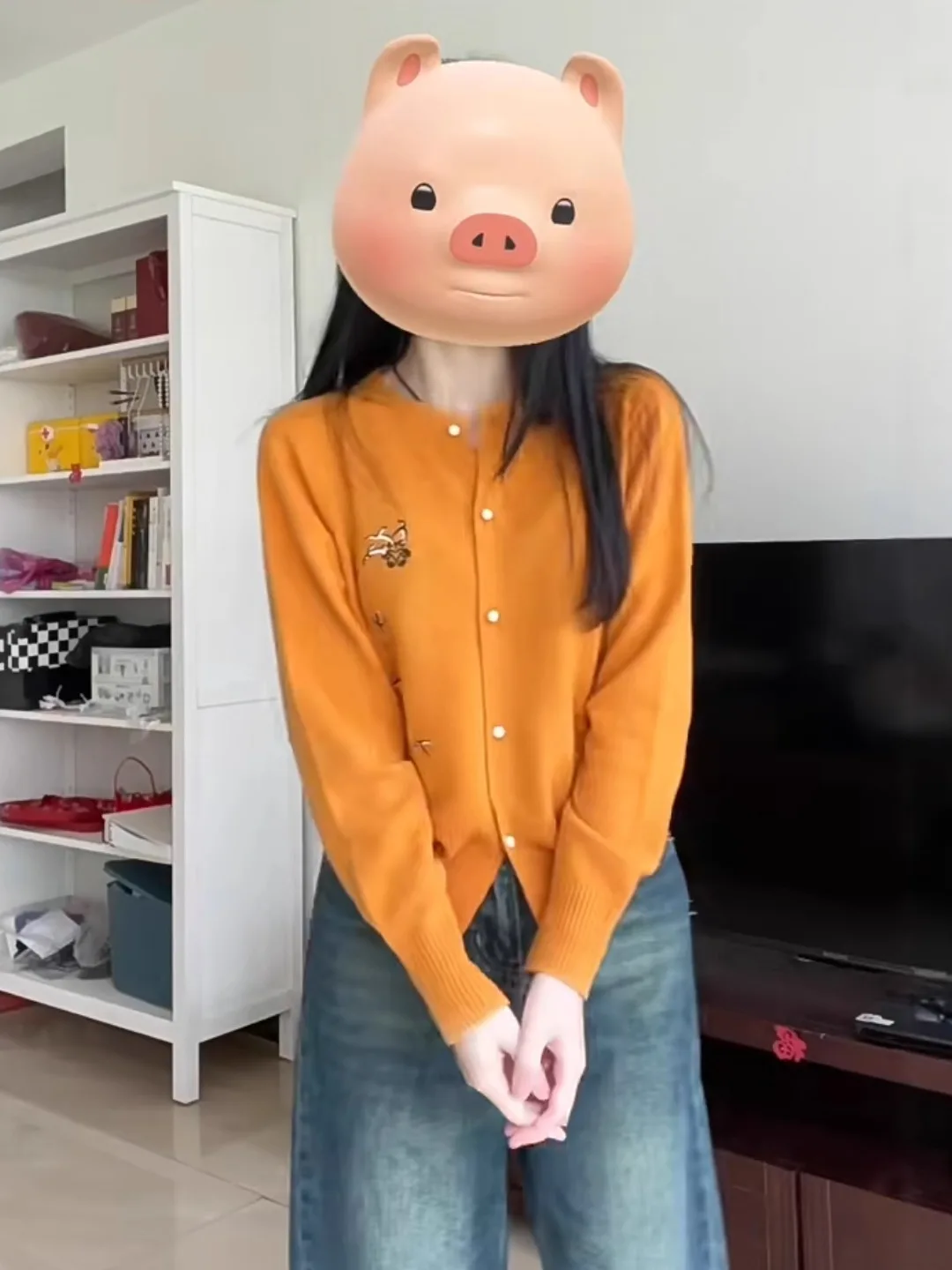 Koreanische Sle Lose Gestrickte Orange Pullover Mantel runde Ne Offene Strickjacke ort Sve Long Sve frauen Herbst Winter Top