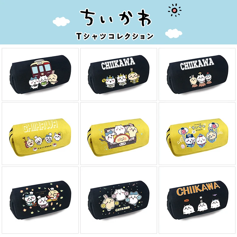 

Kawaii Hachiware Usagi Kurimanju Anime Figures Large-Capacity Velcro Zipper Double-Layer Pen Case Stationery Back-To-School Gift