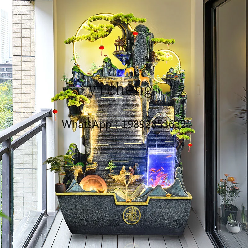 BJ  rockery flowing water fountain water curtain wall living room dining room balcony fish tank home decoration gift ornament