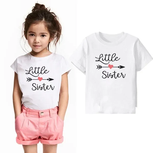 

Little Sister Baby Clothing Children T Shirts Letter Kids Baby Girls Tops Short Sleeve T-Shirt Summer Tee Fashion Funny Wear