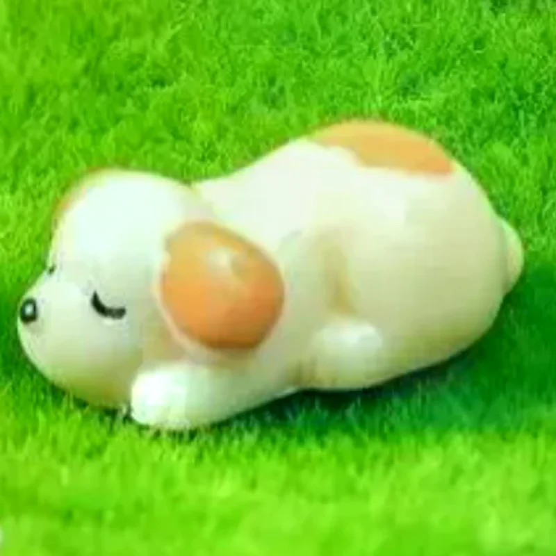 4PCS Sleeping Puppy Miniature - Cute Resin Ornament For Car Dashboard, Desk & Terrarium Decor