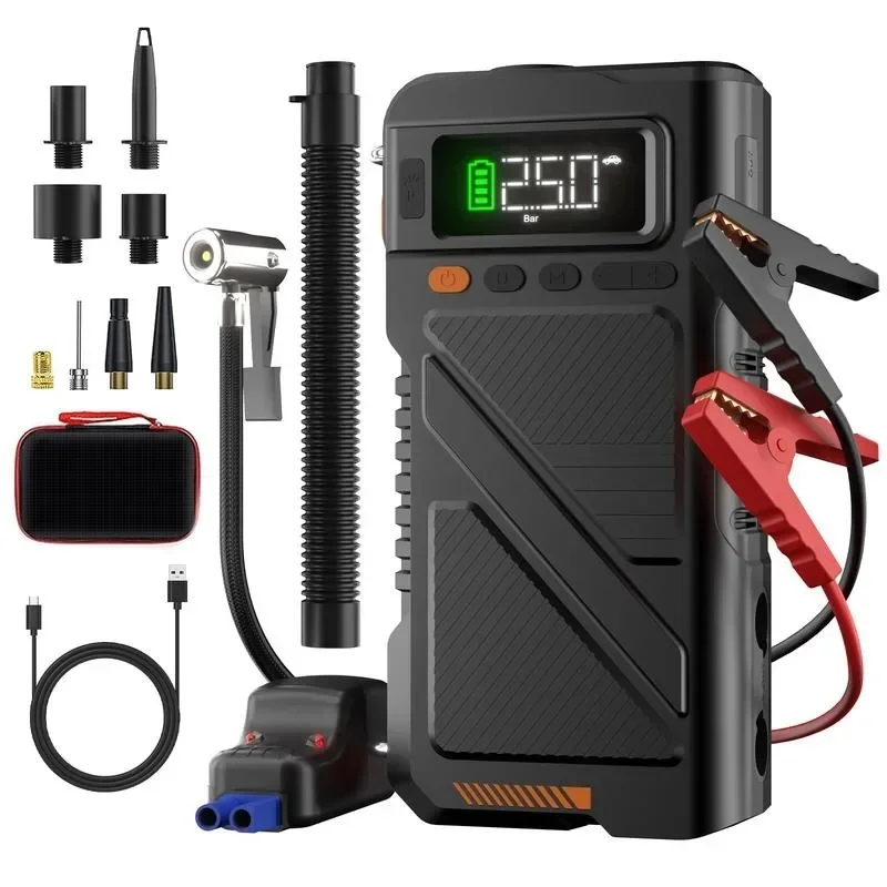 5000A  Car Jump Starter with AirCompressor, 150PSl JumpStarter Battery Pack (10.0L Gas/9.0LDiesel) Tire Inflator, 12V CarBattery