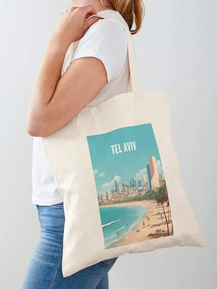 

Tel Aviv Travel Poster Tote Bag shopper bags shopping bag logo shopper bag woman hand ladies