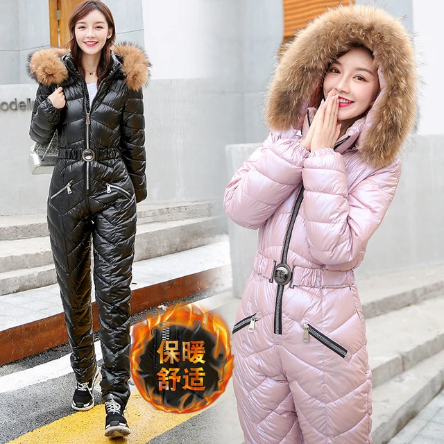One piece Ski Suit Women Snow Coveralls Mountain Ski Fleece Jumpsuit Super Warm Winter Ski Jacket Pants Breathable Snow Suit Snowboarding Sets AliExpress