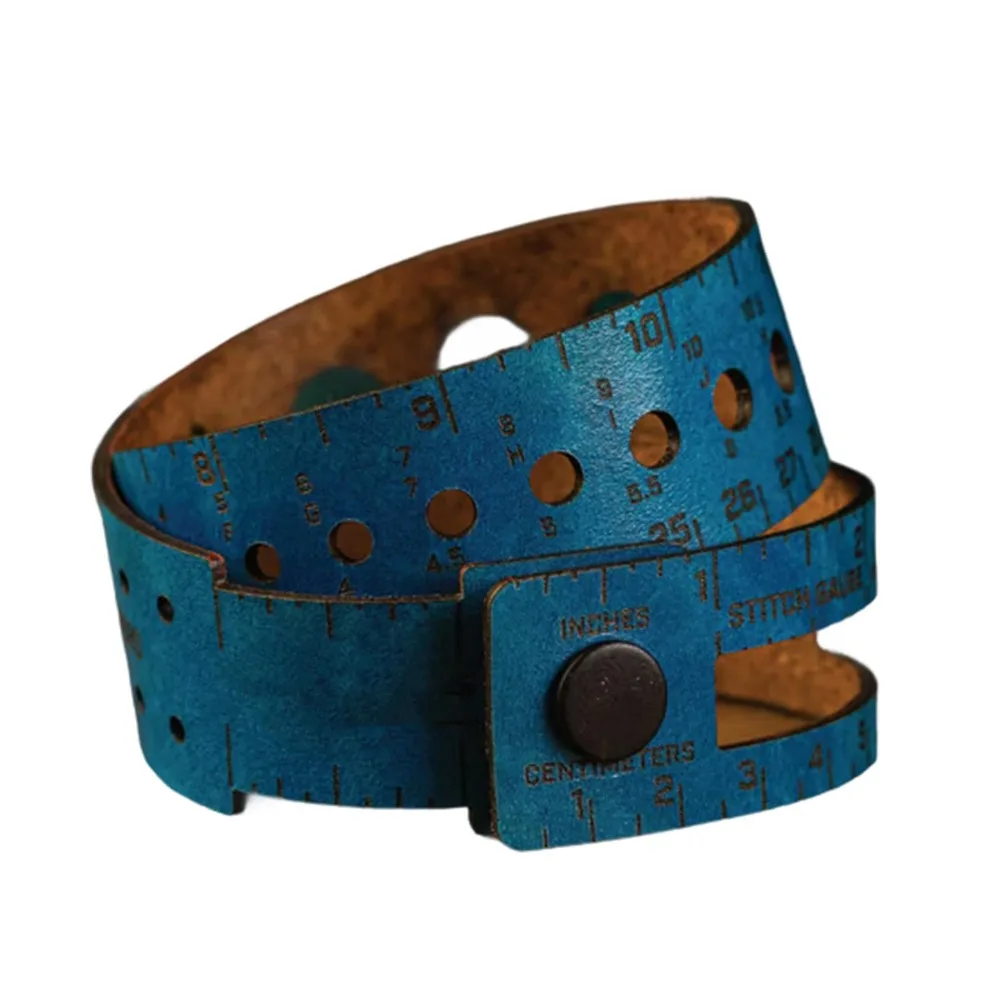 أداة قياس جلدية متعددة الوظائف 7 في 1 هدية محمولة لتخزين علامات المعصم والكروشيتر