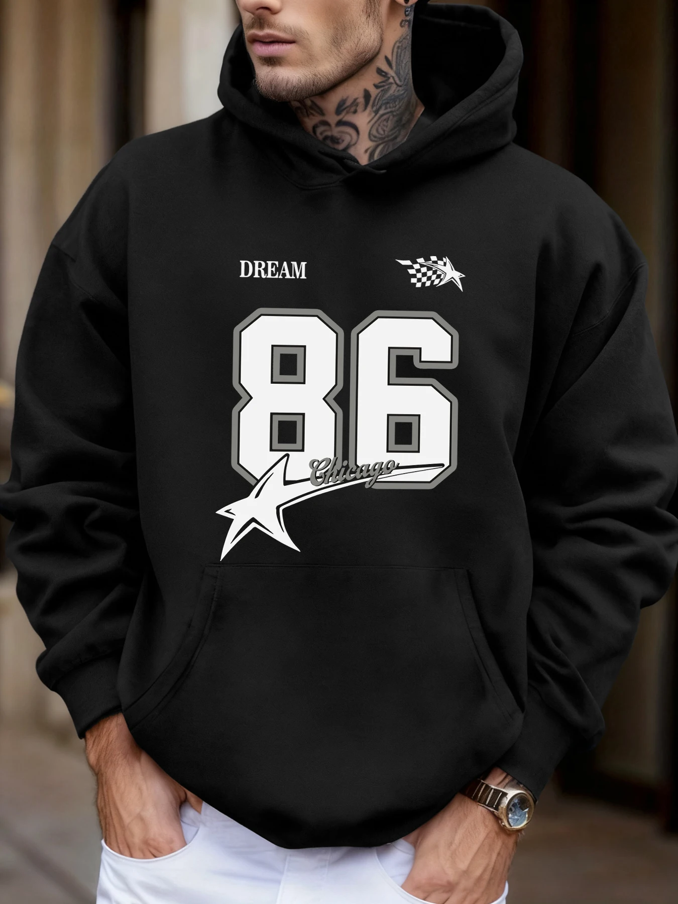 Chicago Nummer 86. Stern Gedruckt Hoodies Männlich Lose Tasche Casual Pullover Fleece Mehrfarbige Hoody Herbst Herren Sportswear