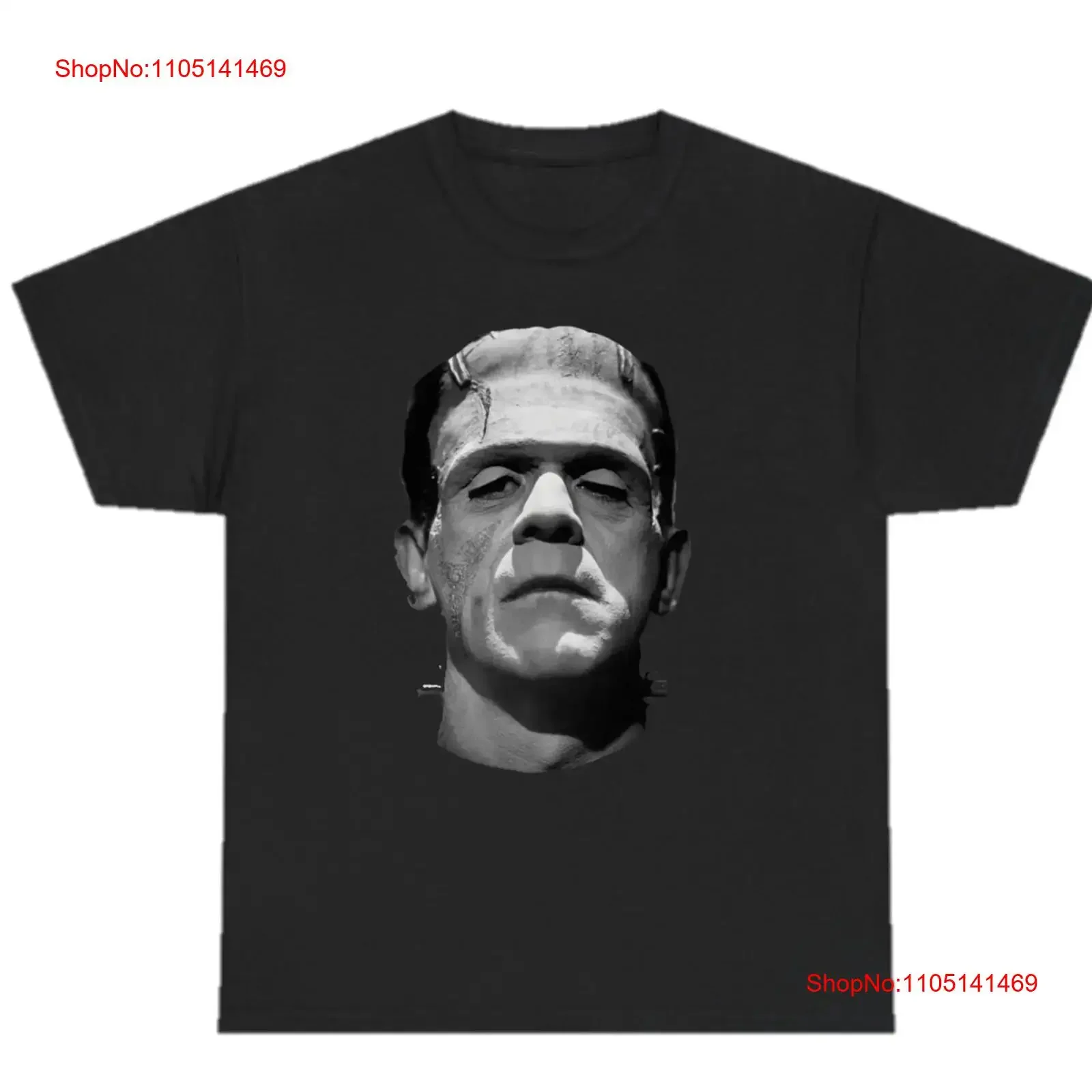 فرانكنشتاين مونستر الأسود تي شيرت جديد ريترو ستايل 70s 80s أفلام الرعب خمر غسلها تنوعا مريحة امتدت الرسم #1