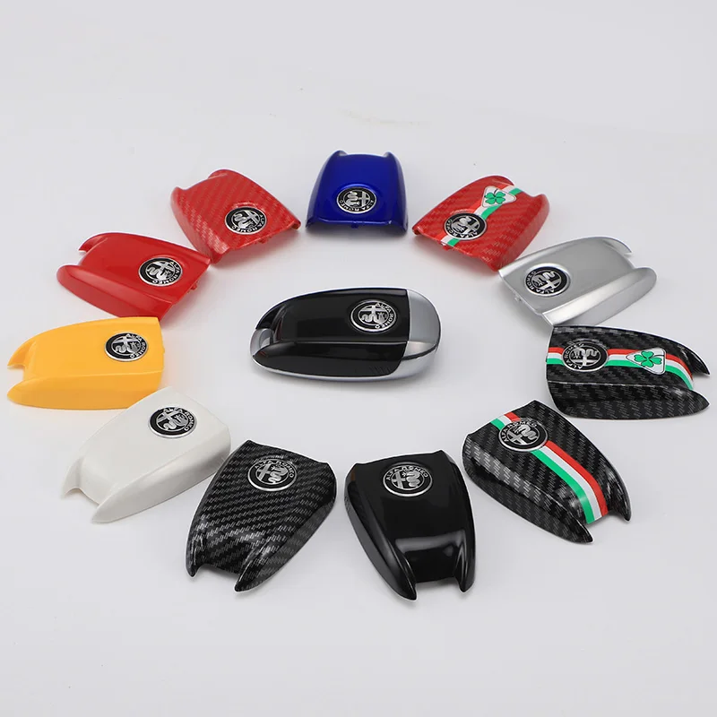 Car Logo Key Cover Replacement Key Case For Alfa Romeo Giulietta Giulia Mito Stelvio giulietta Tonale Carbon Fiber Style