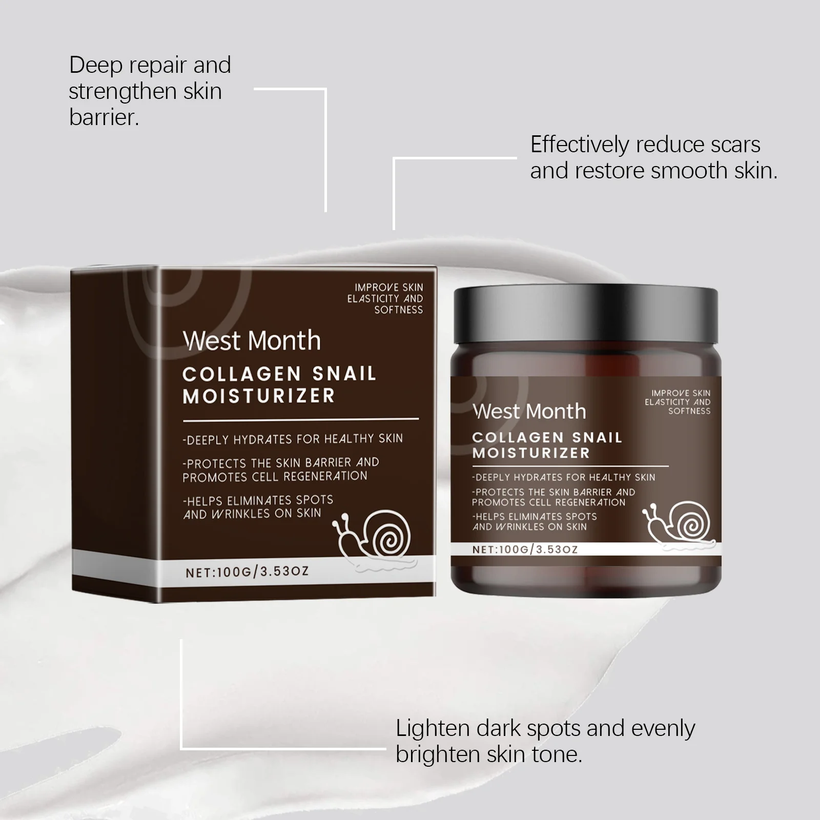 Snail Collagen Face Cream Moisturizing Lifting Firming Fade Fine Lines Smoothing Nourishing Brightening Repair Serum Face Cream