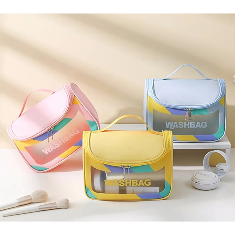 Bolsa cosméticos portátil impermeable, bolsa almacenamiento cosméticos portátil, bolsa lavado transparente gran c