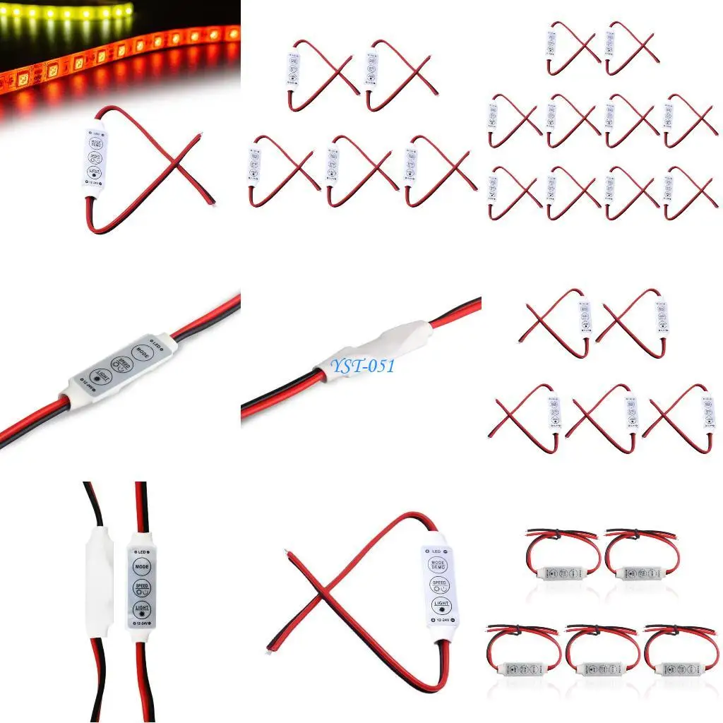 

E15A Dimmer Switches 3 Button Control 8 Lighting Types 12V 24V Compatibility Waterproof for Indoor Outdoor Use