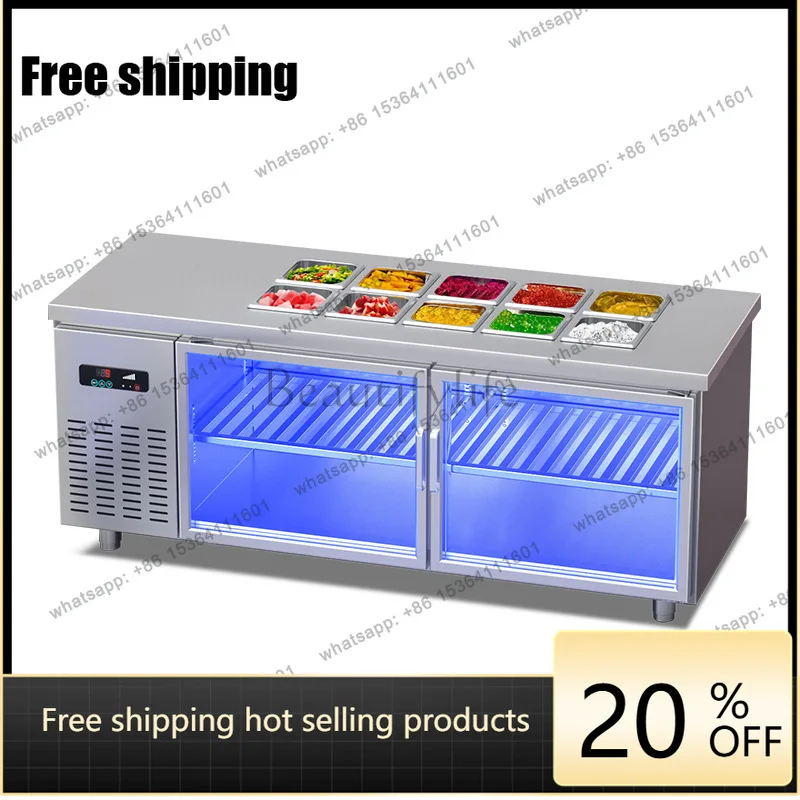 Commercial freezer fruit fishing refrigerated display cabinet kitchen multi-functional slotted fresh-keeping refrigerator